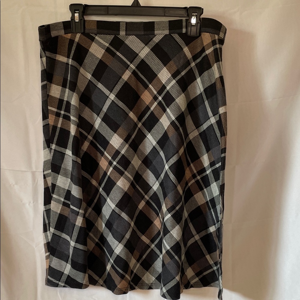 Scarlett Black and Brown Plaid A-Line/Knee Length Skirt (25inches long)